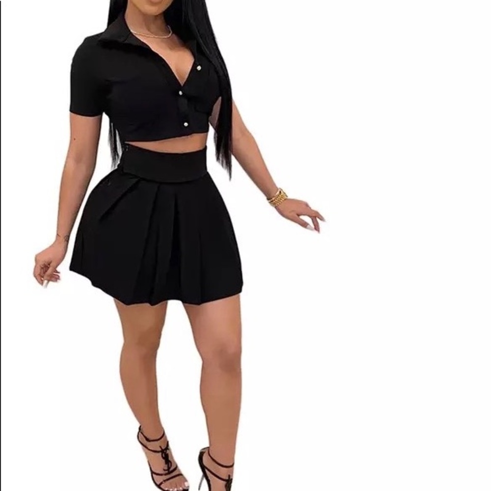 New Solid 2 Piece Skirt Set